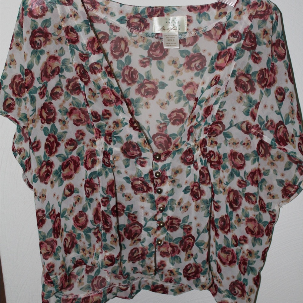 Floral top with gold buttons